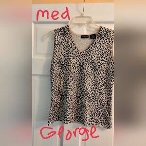George Women's Black and White Animal Print Tank Top
